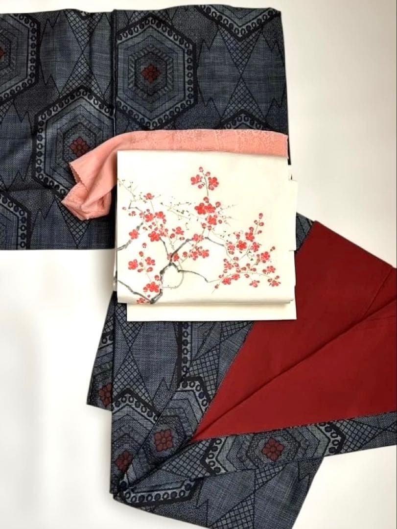 ●高級 正絹 落款 作家物 塩瀬 梅の華　名古屋仕立て 名古屋帯