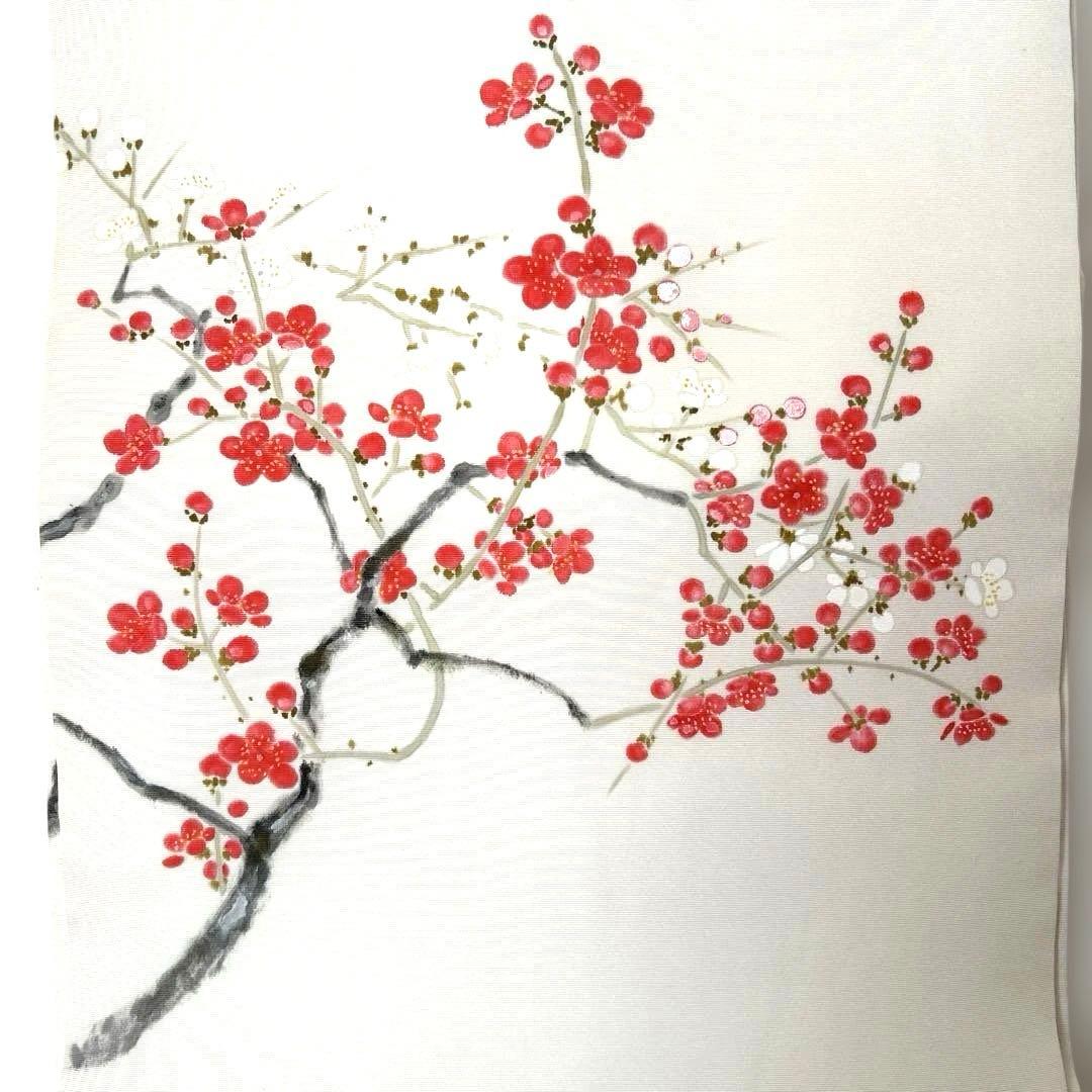 ●高級 正絹 落款 作家物 塩瀬 梅の華　名古屋仕立て 名古屋帯