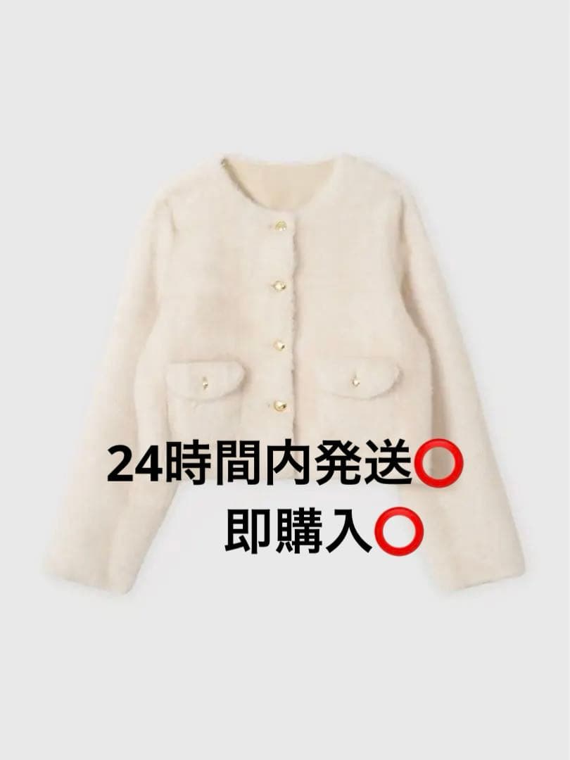 eimy ゴールドボタンフェイクファージャケット