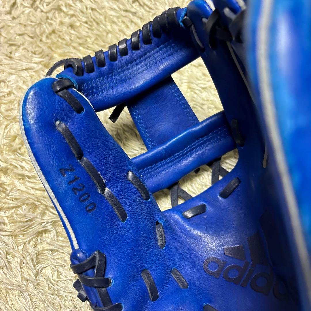adidas アディダス 軟式 野球グローブ 一般 大人用 本革 希少ブルー 青