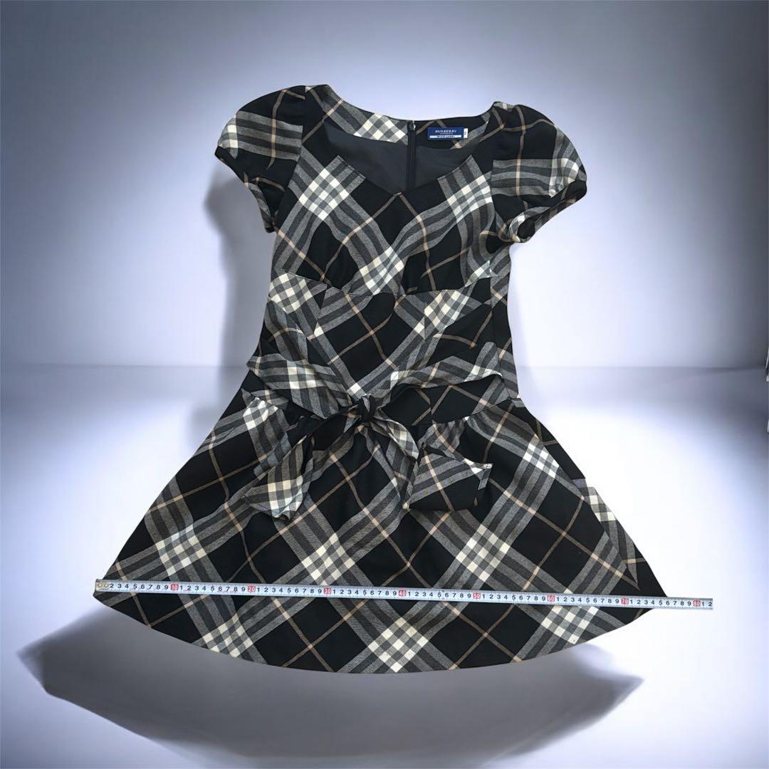 バーバリーブルーレーベル　チェック柄　ウール　ワンピース 38