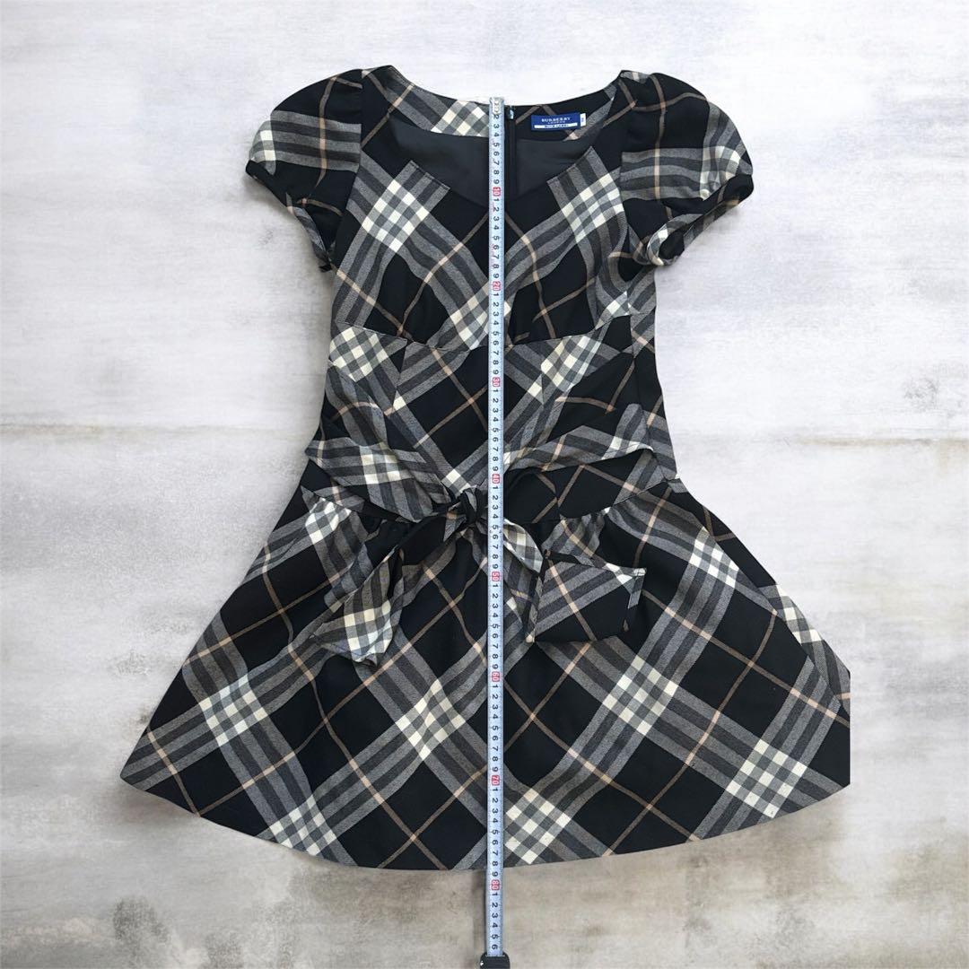 バーバリーブルーレーベル　チェック柄　ウール　ワンピース 38