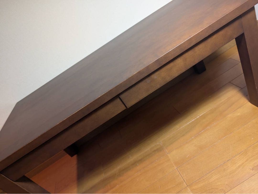 ■送料込■無印良品 天然木ローテーブル 引出バーチ材 ブラウン 机デスク