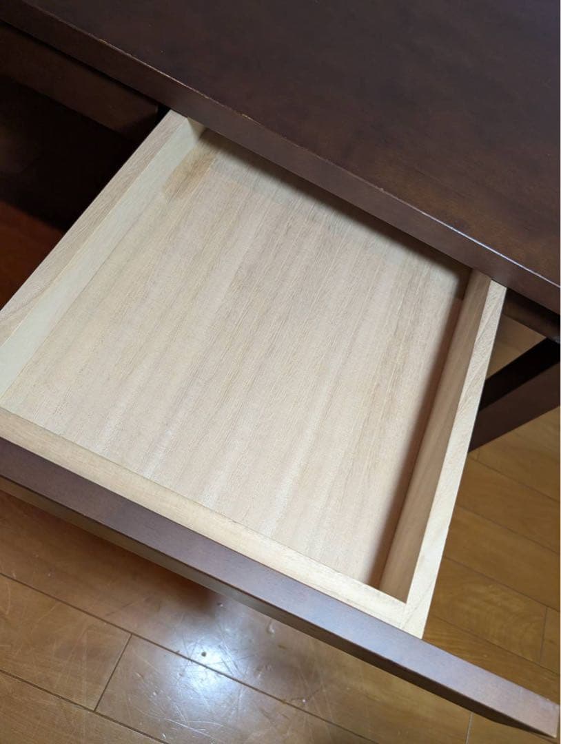 ■送料込■無印良品 天然木ローテーブル 引出バーチ材 ブラウン 机デスク