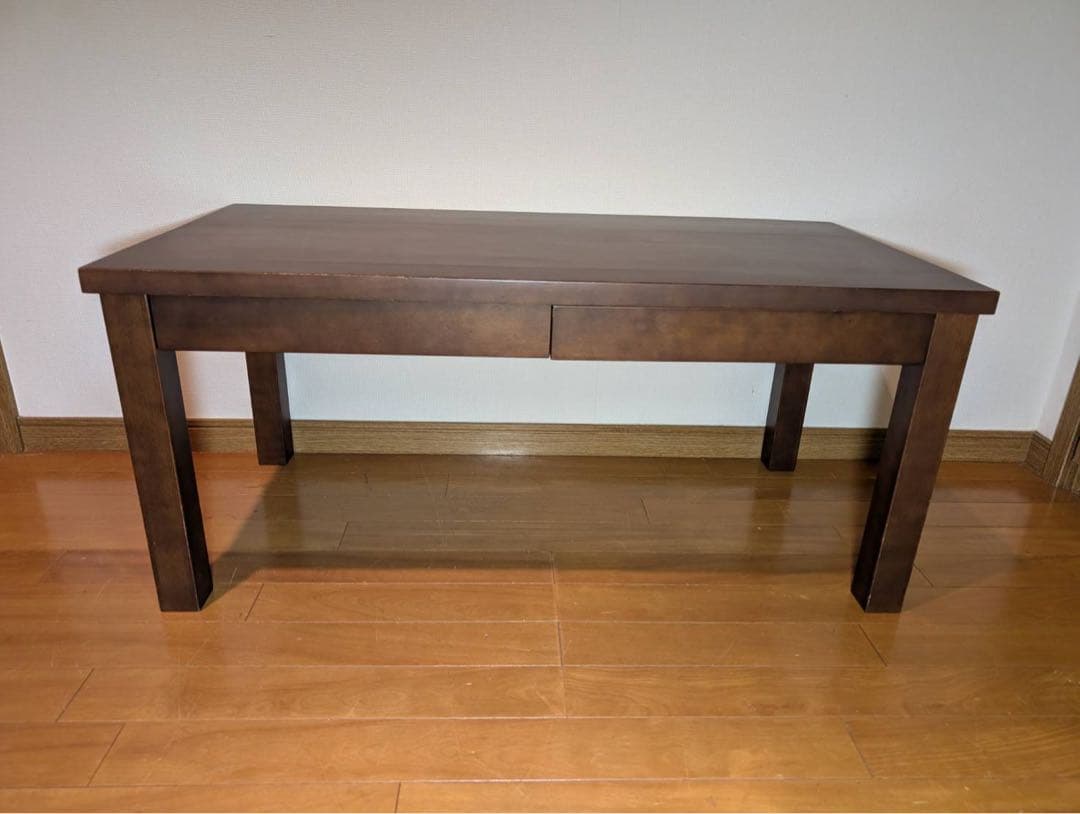 ■送料込■無印良品 天然木ローテーブル 引出バーチ材 ブラウン 机デスク