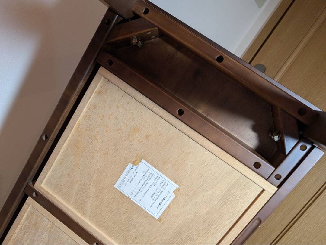 ■送料込■無印良品 天然木ローテーブル 引出バーチ材 ブラウン 机デスク