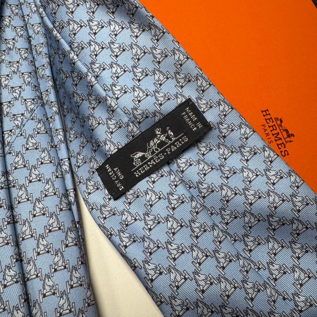 未使用 近年モデル HERMES エルメス 干支『丙午年』× Hロゴ ネクタイ