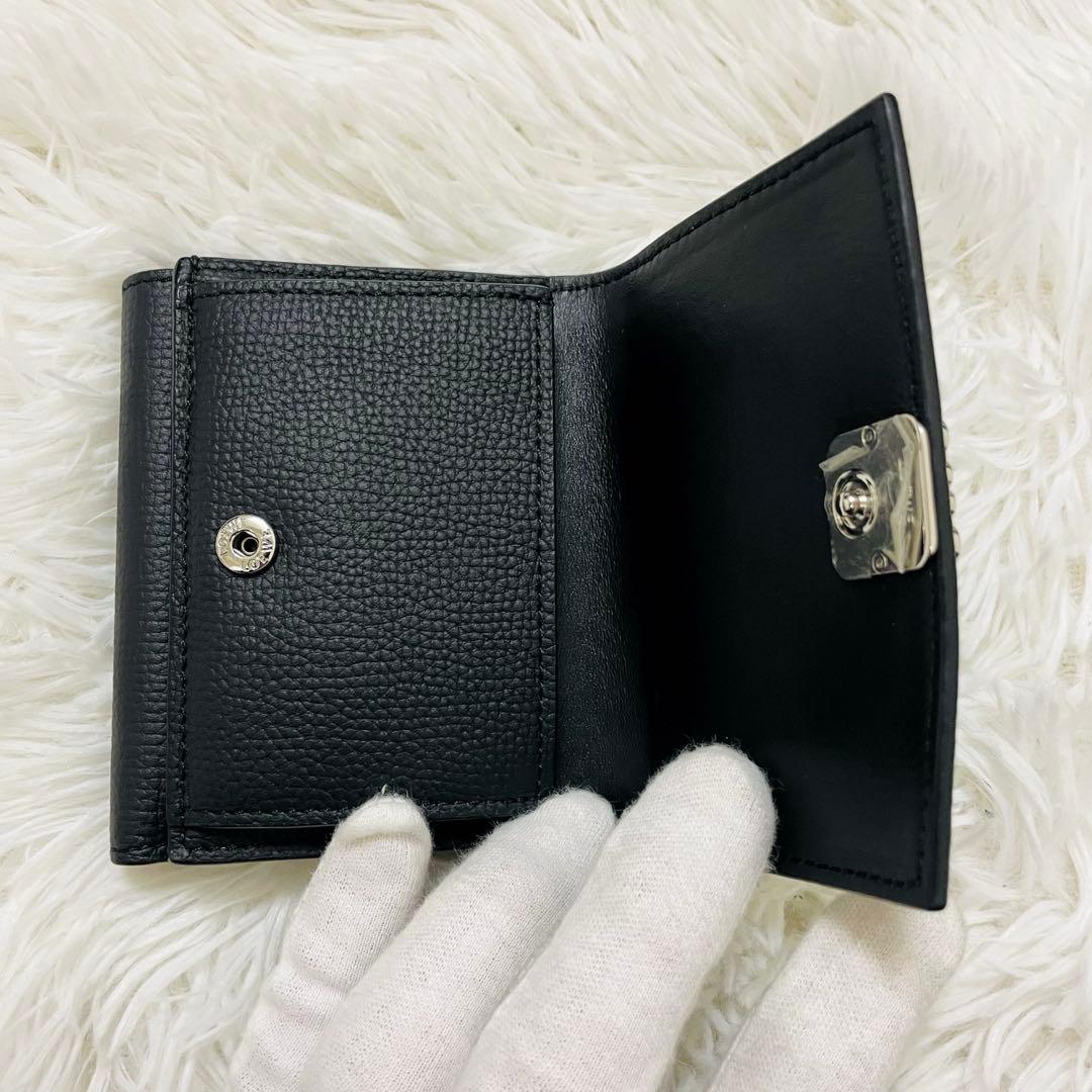 極美✨付属完備✨ロエベ 三つ折り トライフォールド レザー オールブラック