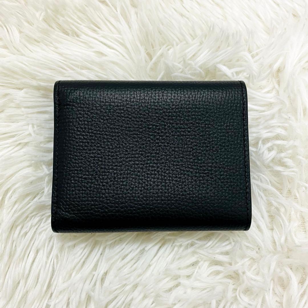 極美✨付属完備✨ロエベ 三つ折り トライフォールド レザー オールブラック