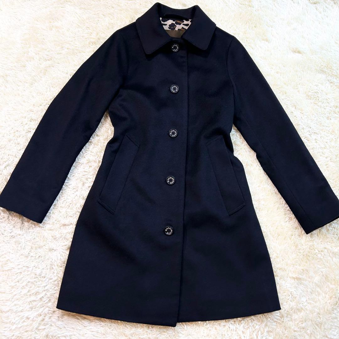【MACKINTOSH】レオパード コート ウール ロングコート 32 黒