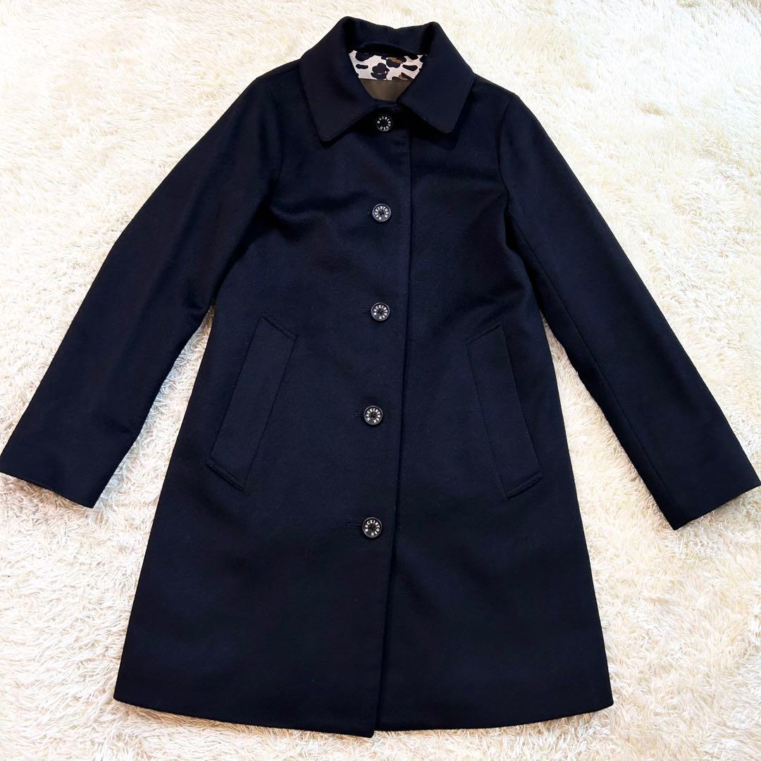 【MACKINTOSH】レオパード コート ウール ロングコート 32 黒