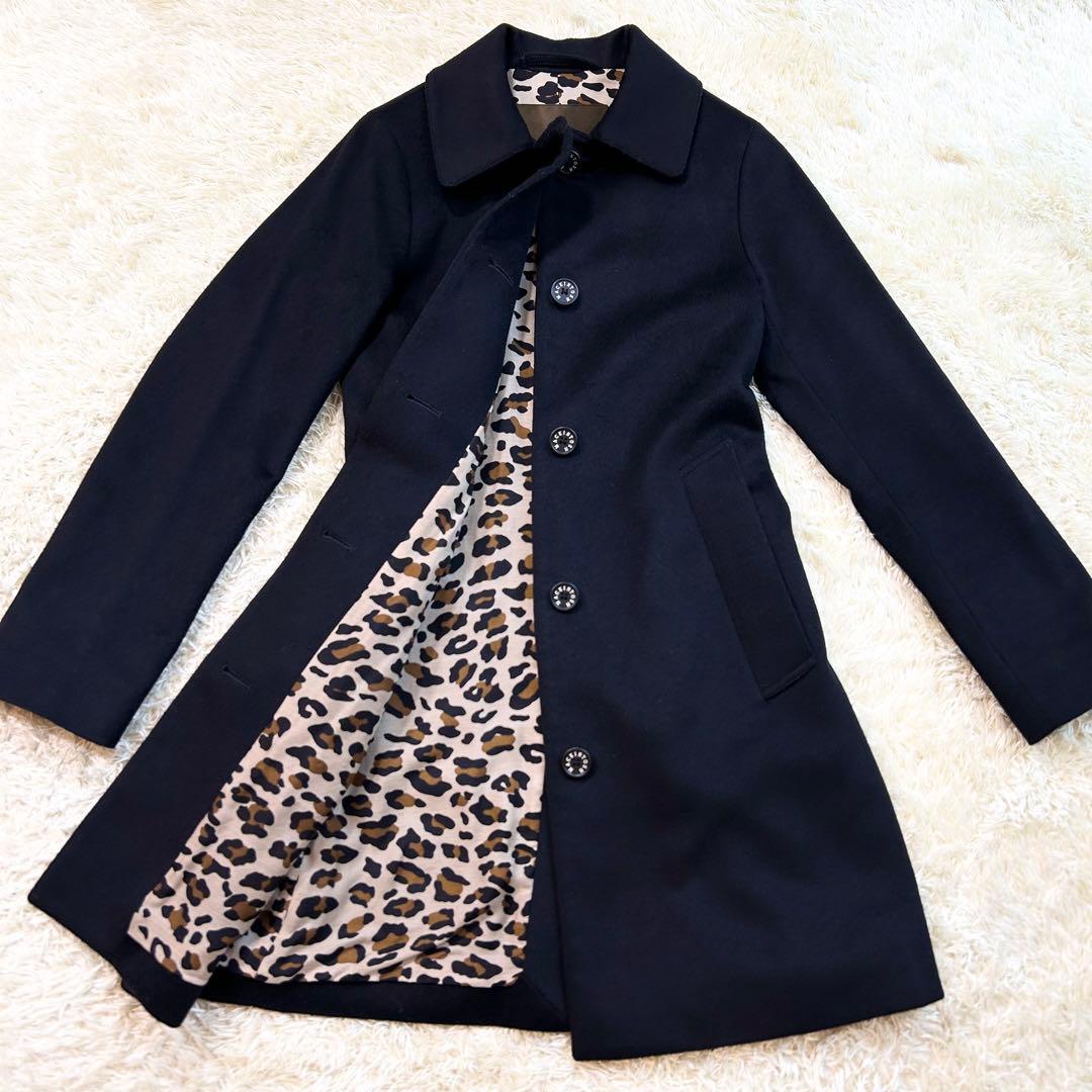 【MACKINTOSH】レオパード コート ウール ロングコート 32 黒