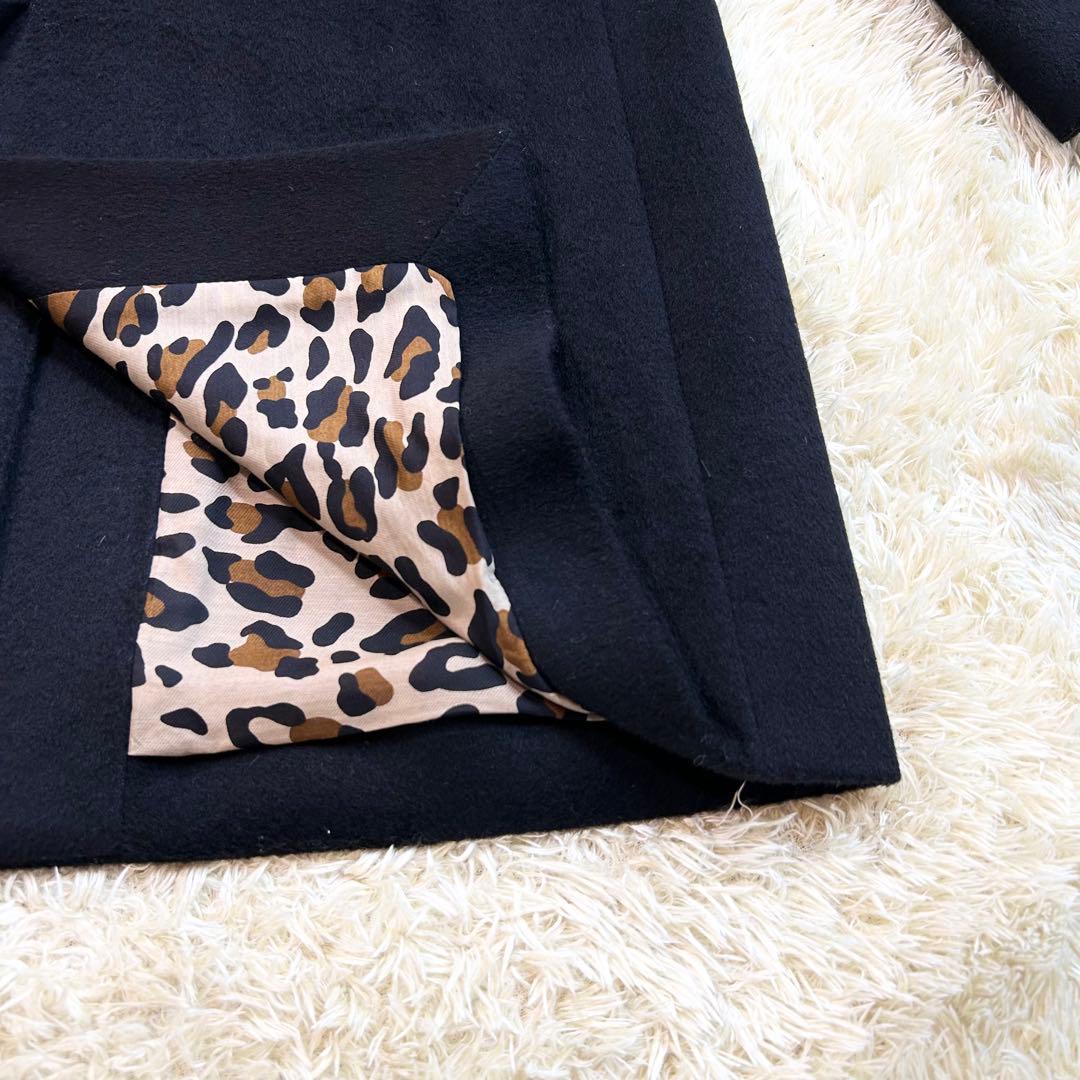 【MACKINTOSH】レオパード コート ウール ロングコート 32 黒