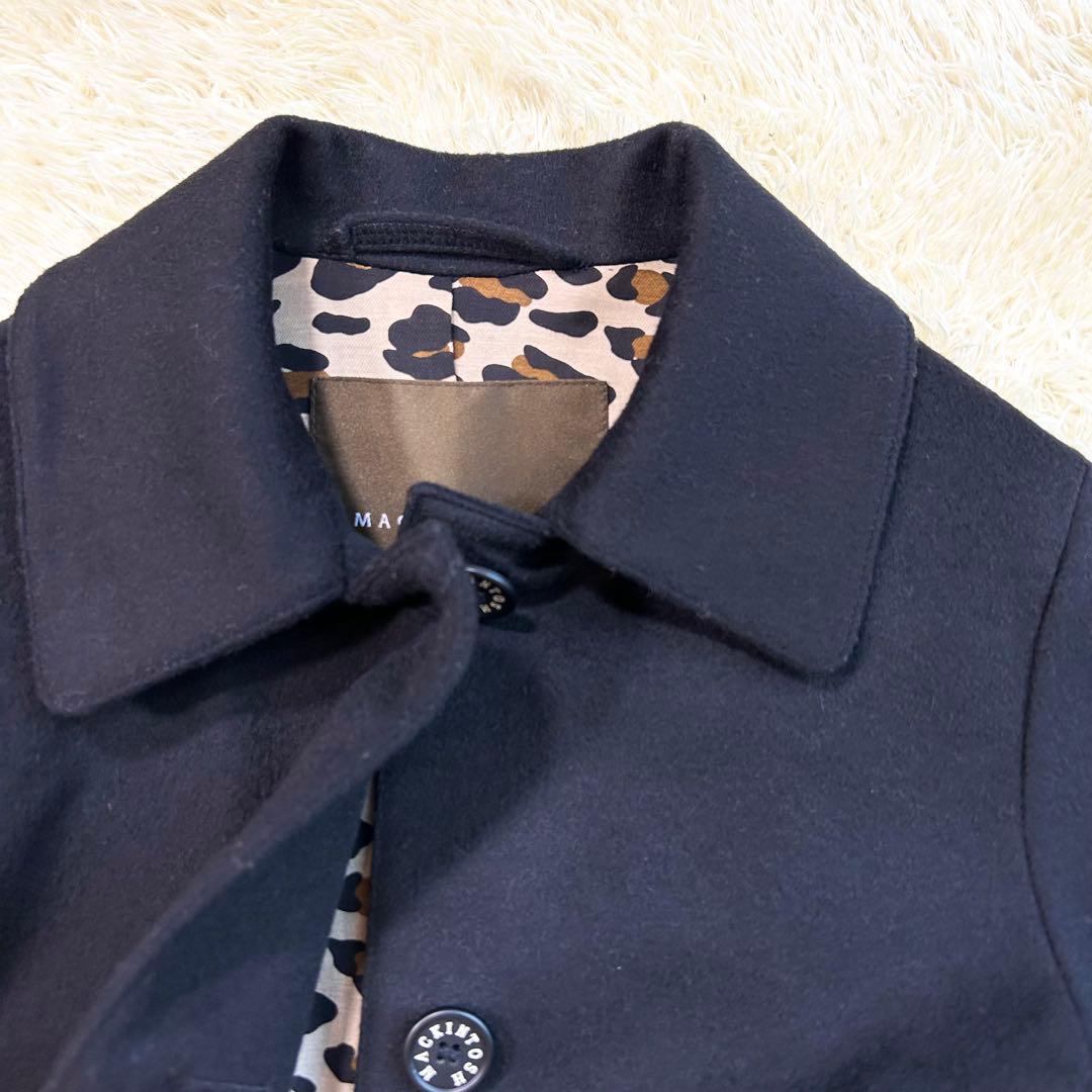 【MACKINTOSH】レオパード コート ウール ロングコート 32 黒