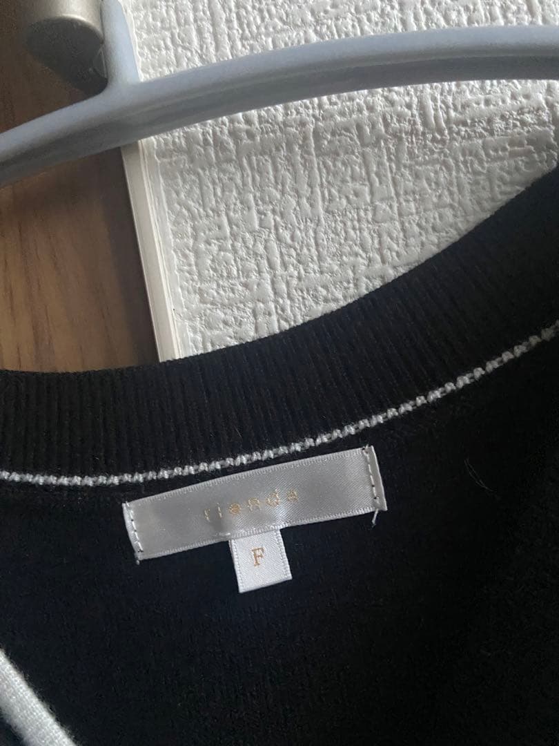 rienda バイカラーカーデセットニットワンピース