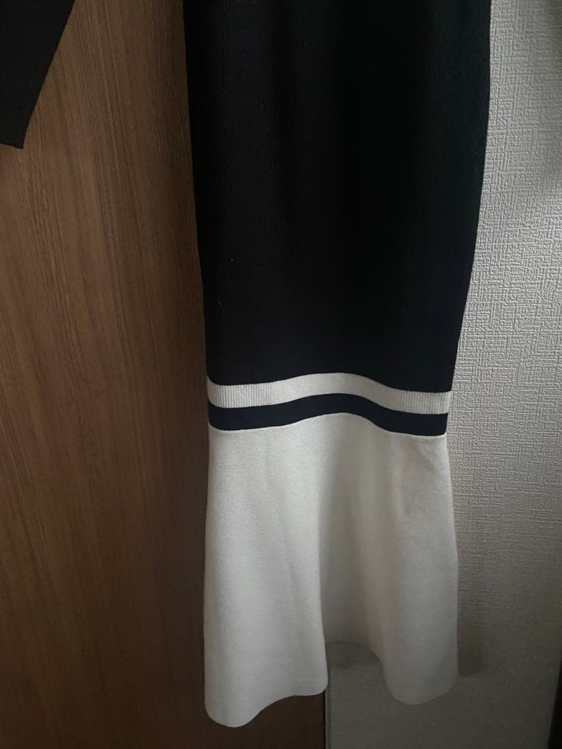 rienda バイカラーカーデセットニットワンピース