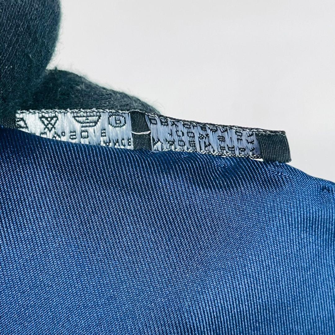 極美品 エルメス プチカレ スカーフ ポケットチーフ ネイビー ブルー