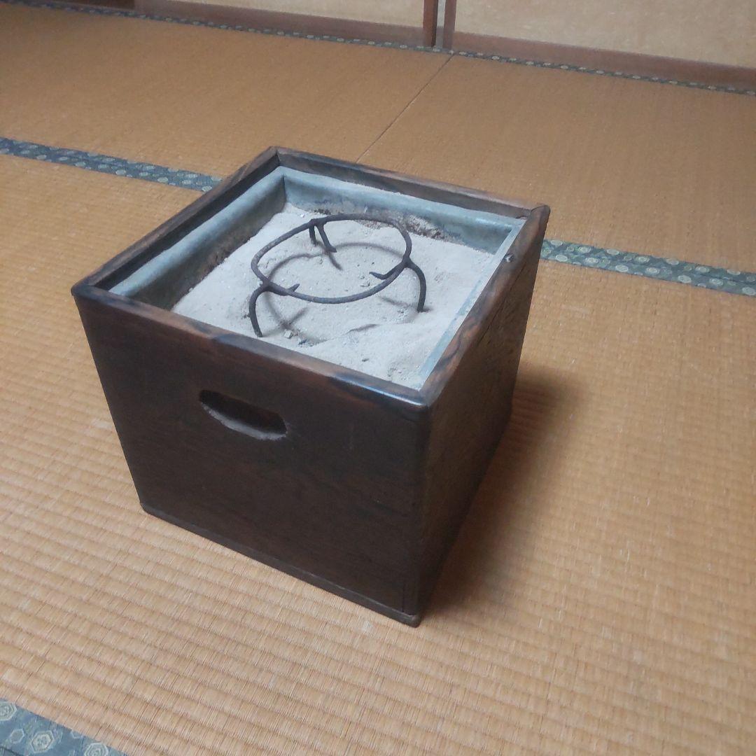 ヒ*ロ様 木製火鉢　レトロ　アンティーク　古民具　角火鉢　手あぶり火鉢　箱火鉢