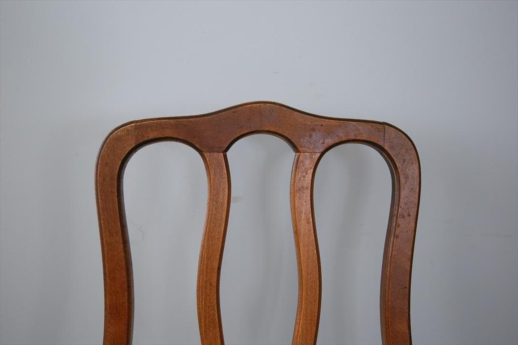 フランスアンティーク猫脚ダイニングチェア/イス/ラッシュシート(90-164-6