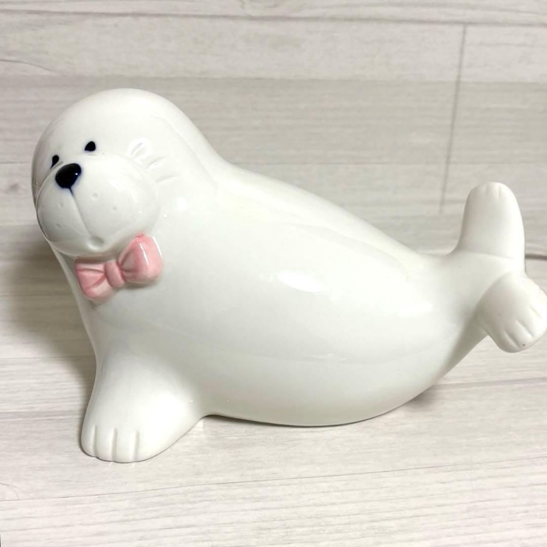 昭和レトロ　ファンシー　アザラシ　ライト　照明　ランプ　陶器