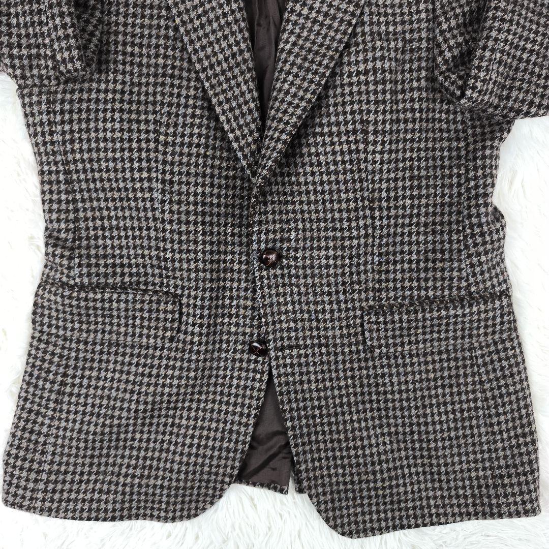 ✨美品✨ ハリスツイード テーラードジャケット 千鳥格子 2B くるみボタン 茶