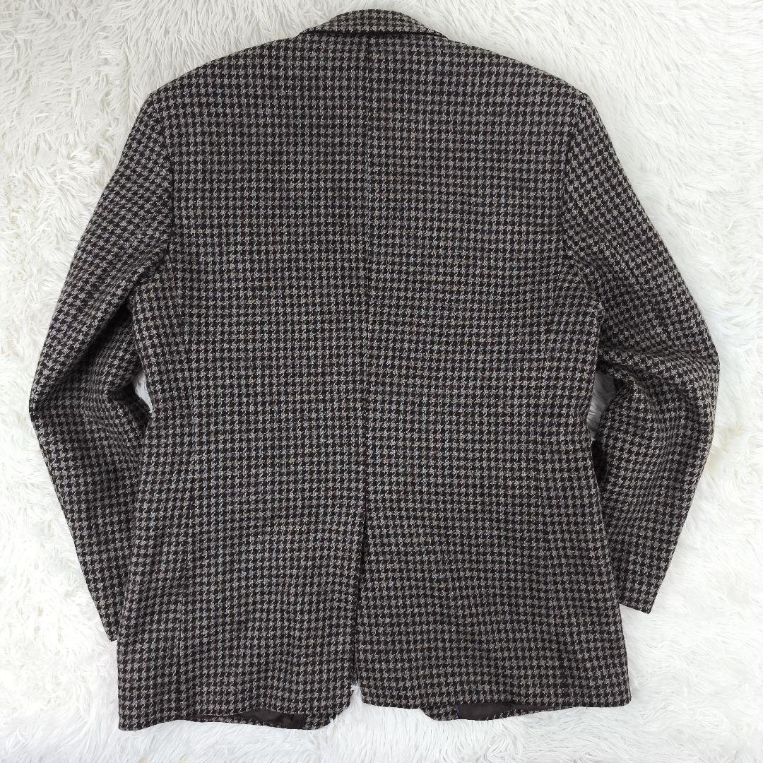 ✨美品✨ ハリスツイード テーラードジャケット 千鳥格子 2B くるみボタン 茶