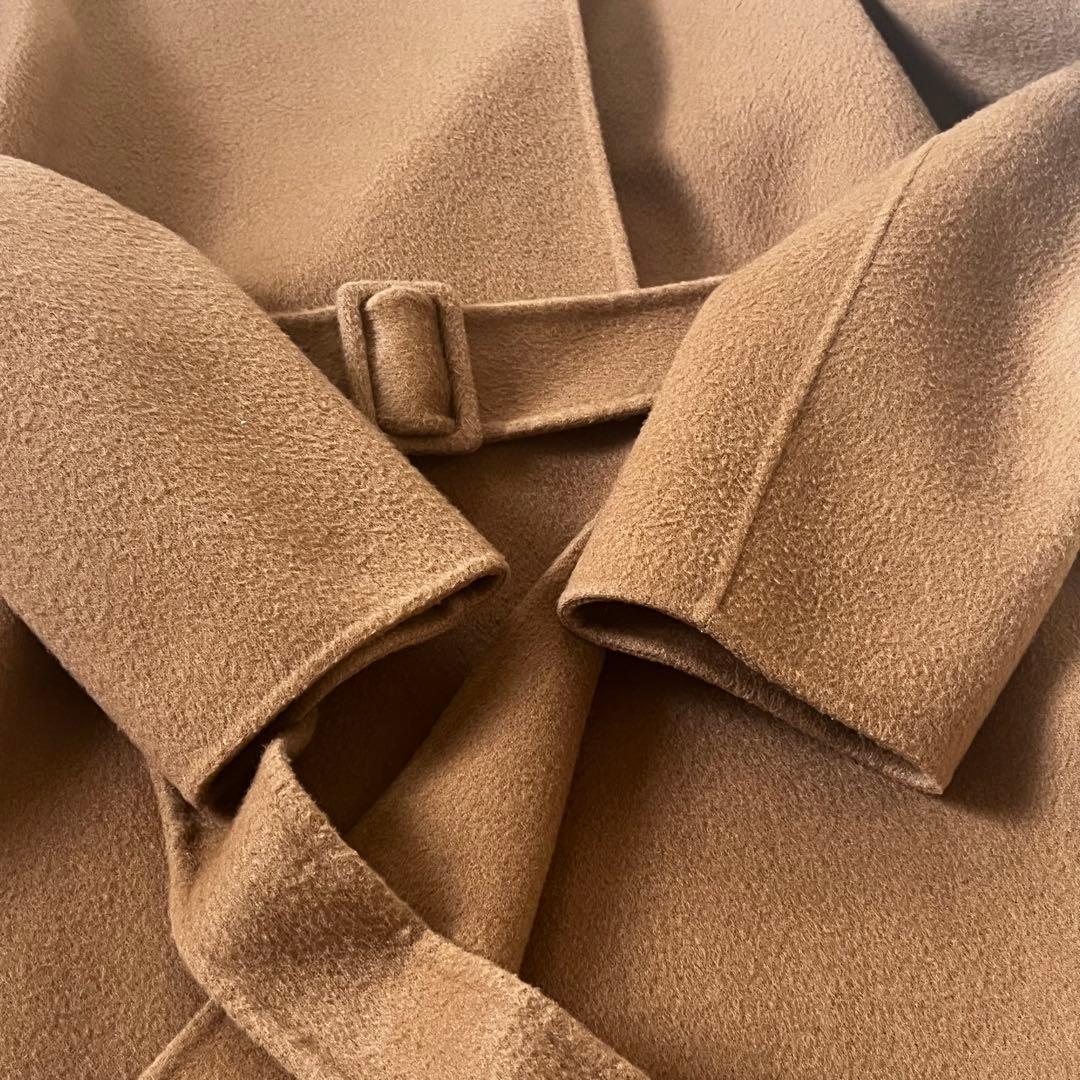 Theoryセオリーウールカシミヤ リバーコートキャメル　ベルト付き