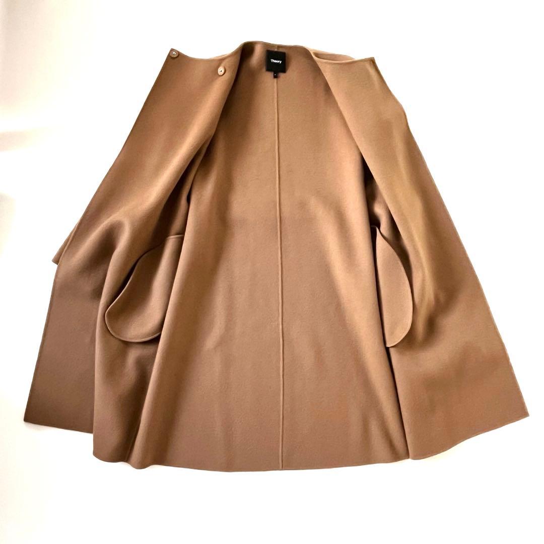 Theoryセオリーウールカシミヤ リバーコートキャメル　ベルト付き