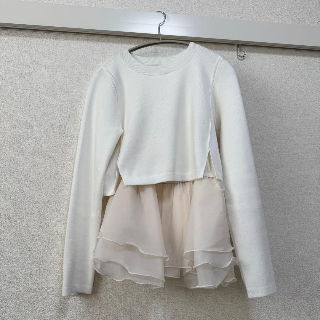 cocodeal ペプラムブラウスレイヤードニット ココディール