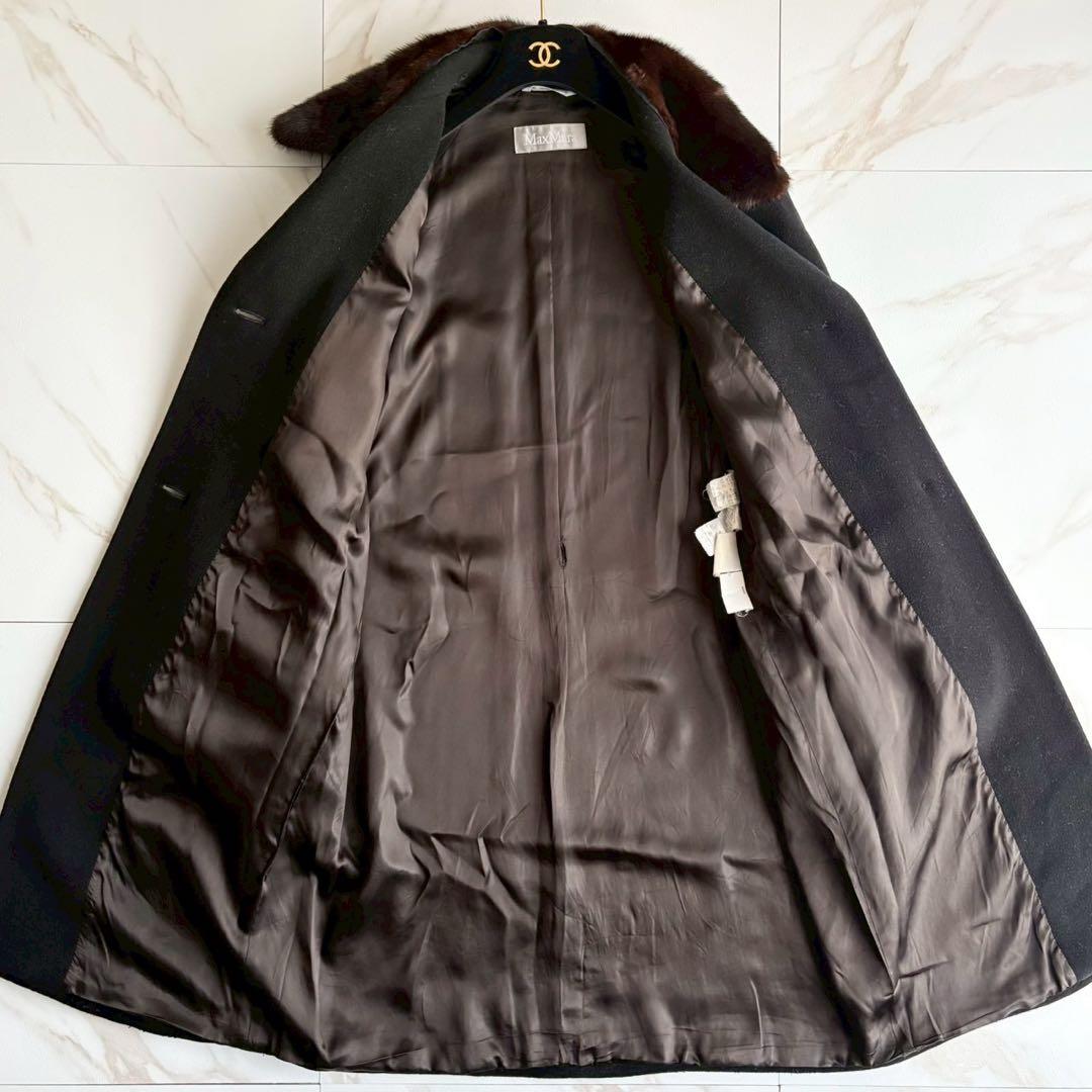 希少◆マックスマーラ ファー付 ロング チェスター コート Lサイズ