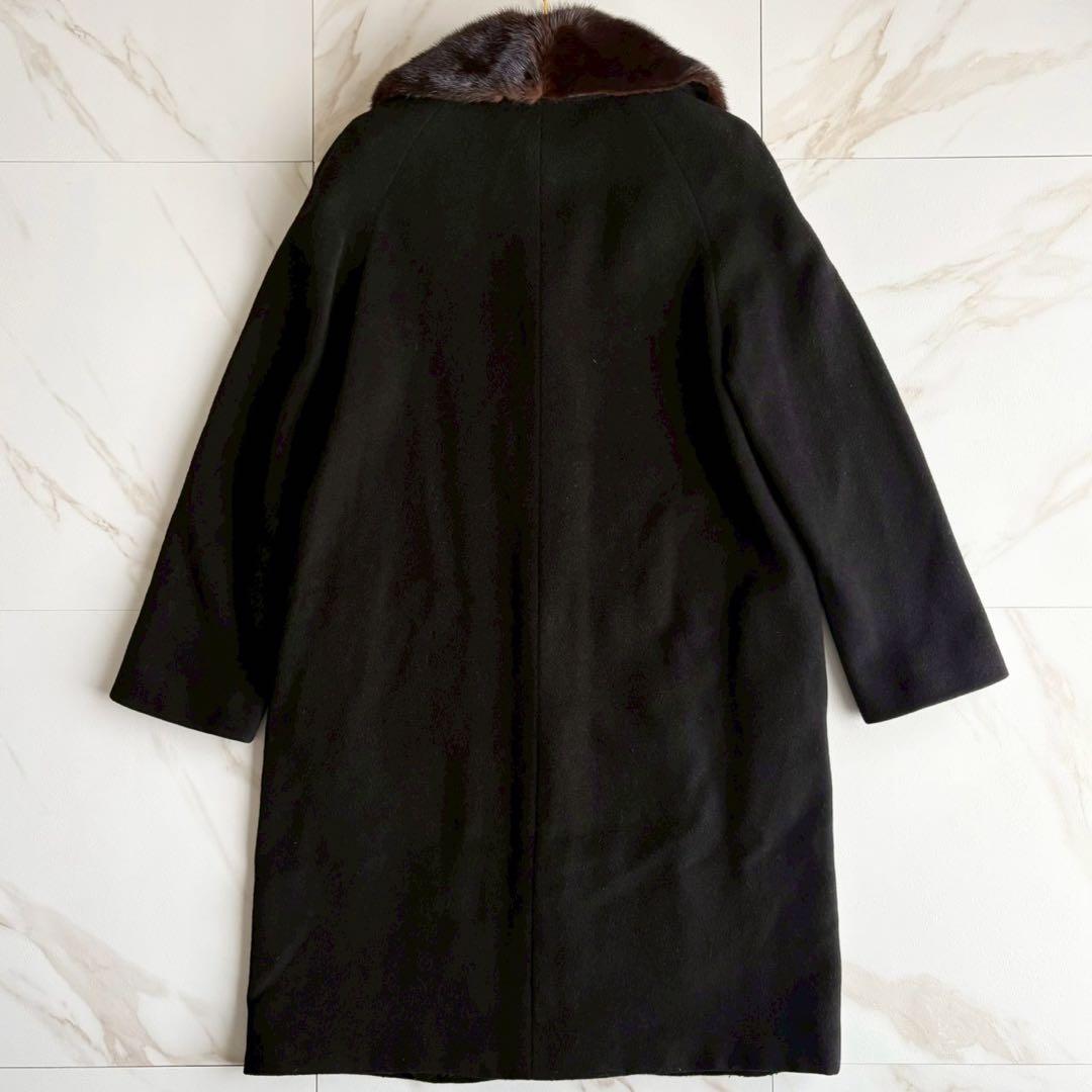 希少◆マックスマーラ ファー付 ロング チェスター コート Lサイズ