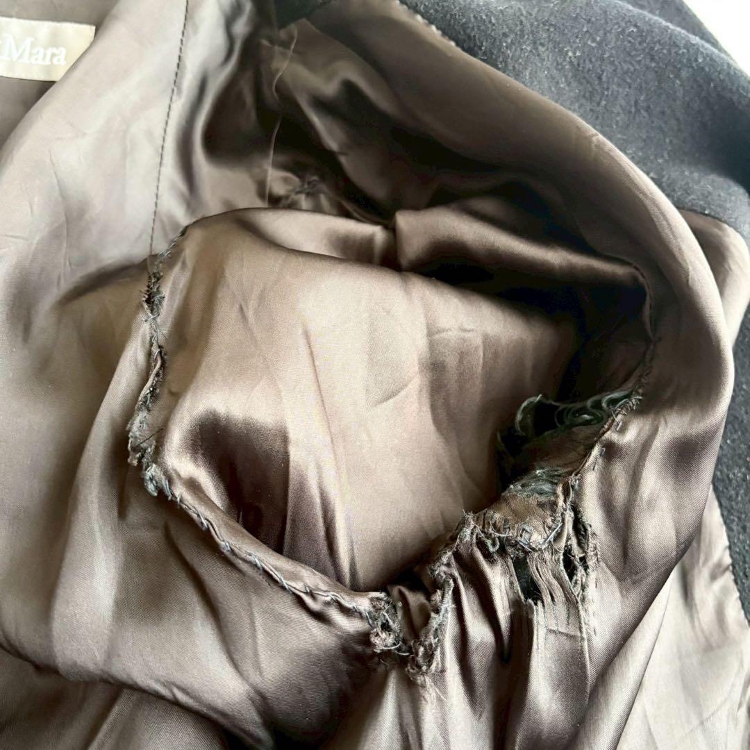 希少◆マックスマーラ ファー付 ロング チェスター コート Lサイズ