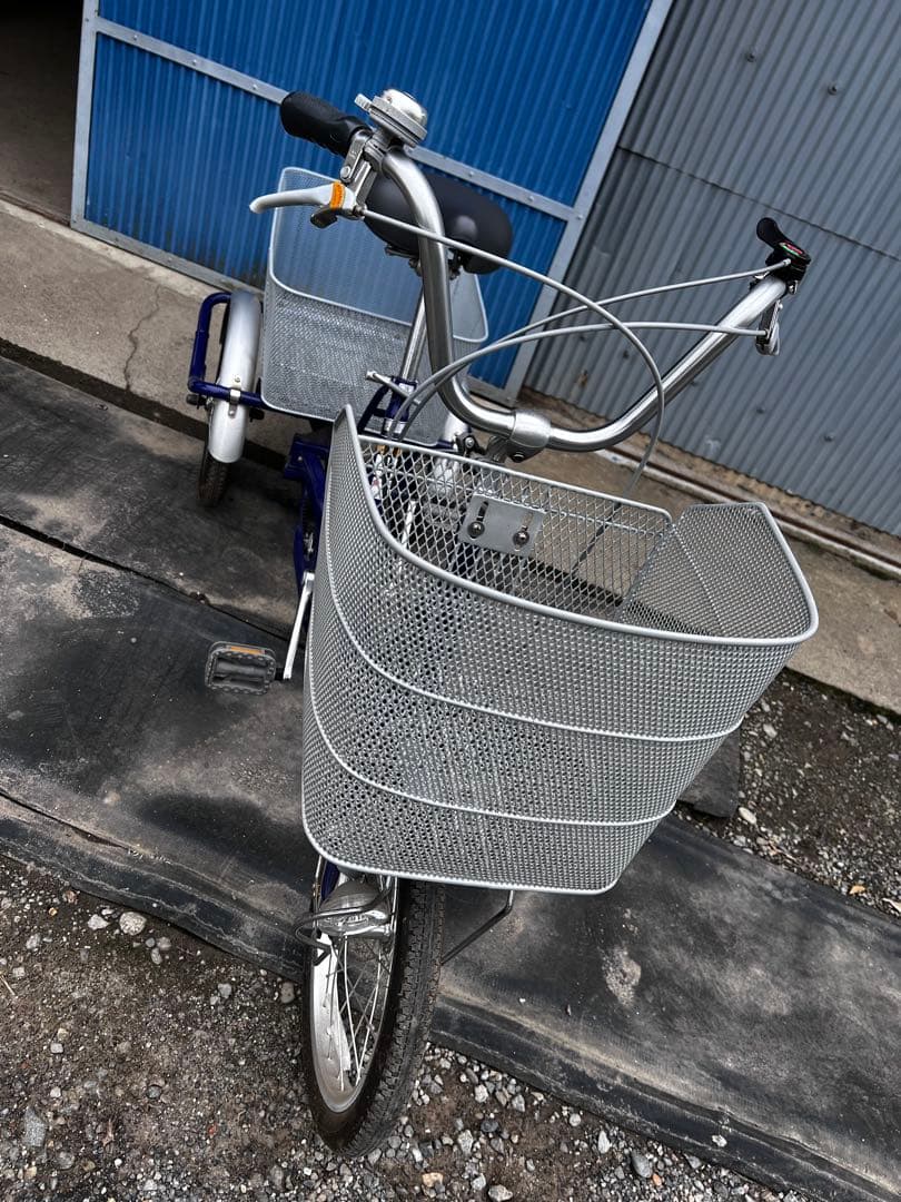 青色三輪自転車 メッシュバスケット付き