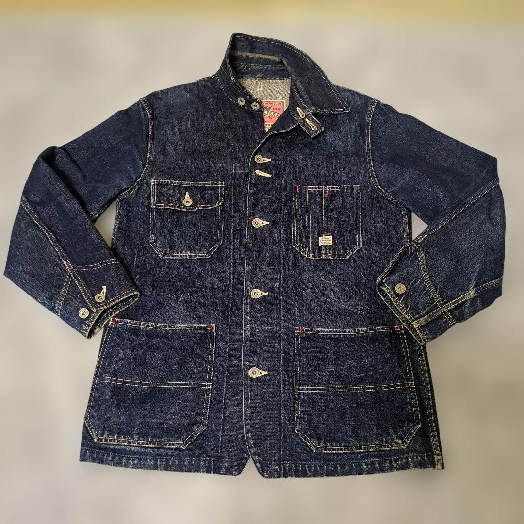 【CUSHMAN】 クシュマン 希少！大戦レプリカ月桂樹ボタンデニムカバーオール