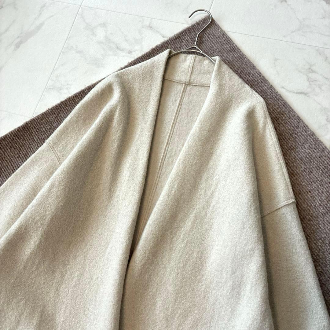 23区 ウール コンプレストパイル コーディガン M ベージュ ノーカラー