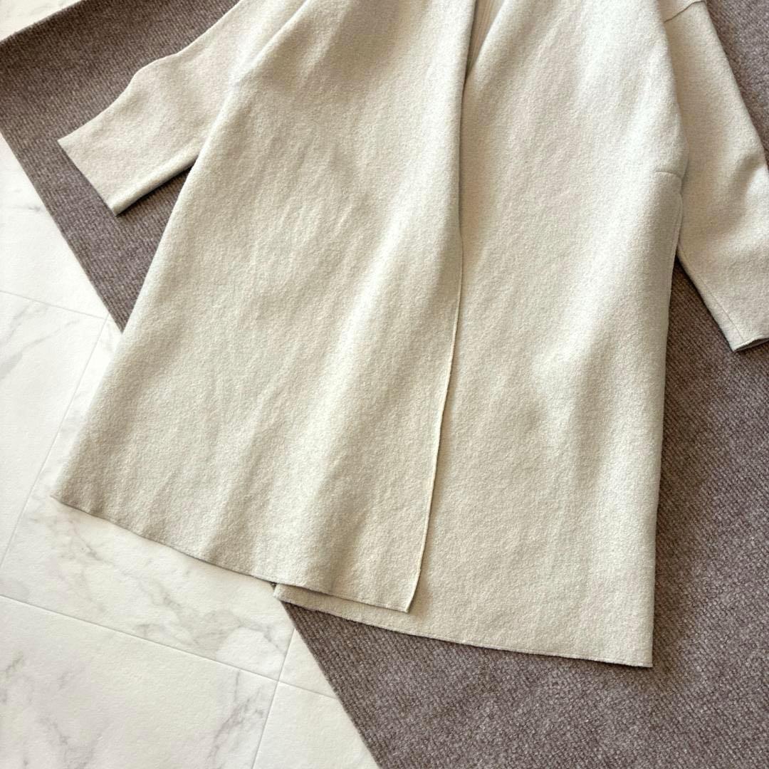 23区 ウール コンプレストパイル コーディガン M ベージュ ノーカラー