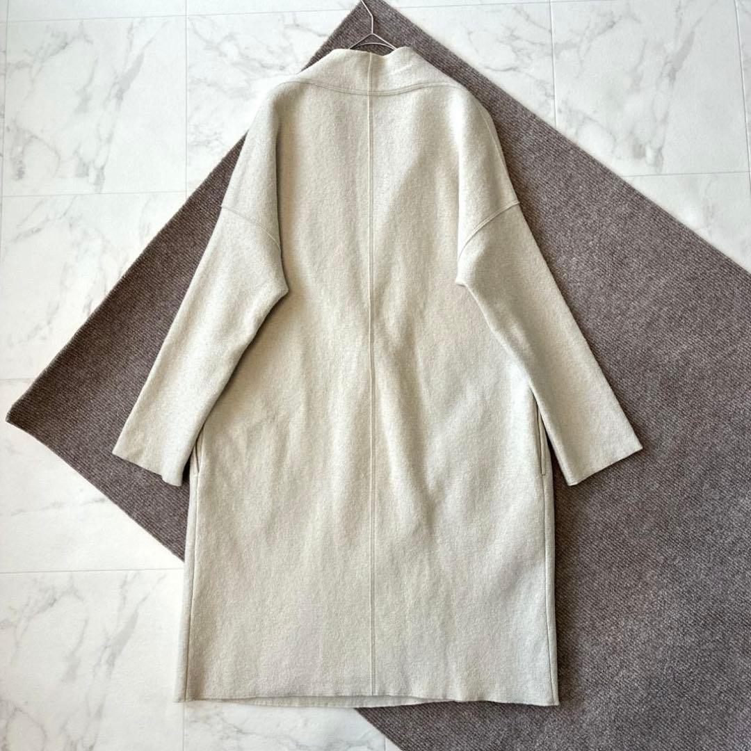 23区 ウール コンプレストパイル コーディガン M ベージュ ノーカラー