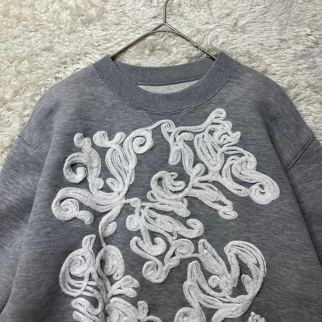 希少デザイン✨　サカイ ジップアップ 　刺繍　トレーナー　スエット グレー　2