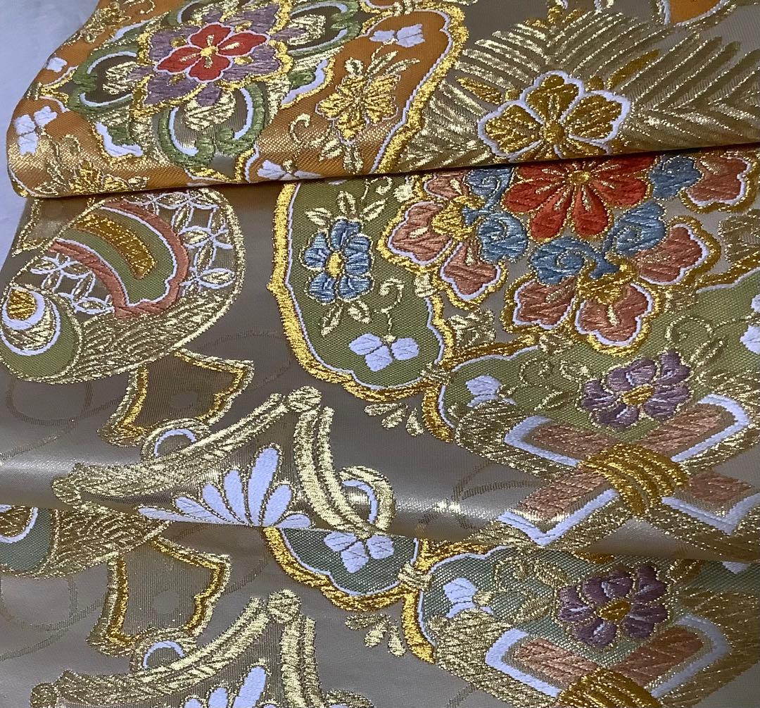 正絹袋帯　村山織物謹製　正倉院宝尽し花文　証紙付き① ( 訪問着、留袖、色無地)