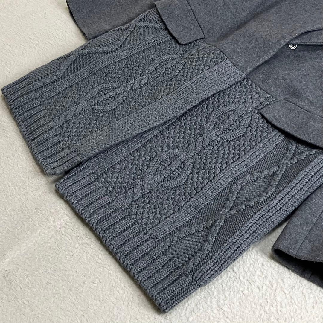 Fay フェイ　TOD'S レイヤードニット切替ウールコート　グレー　イタリア製