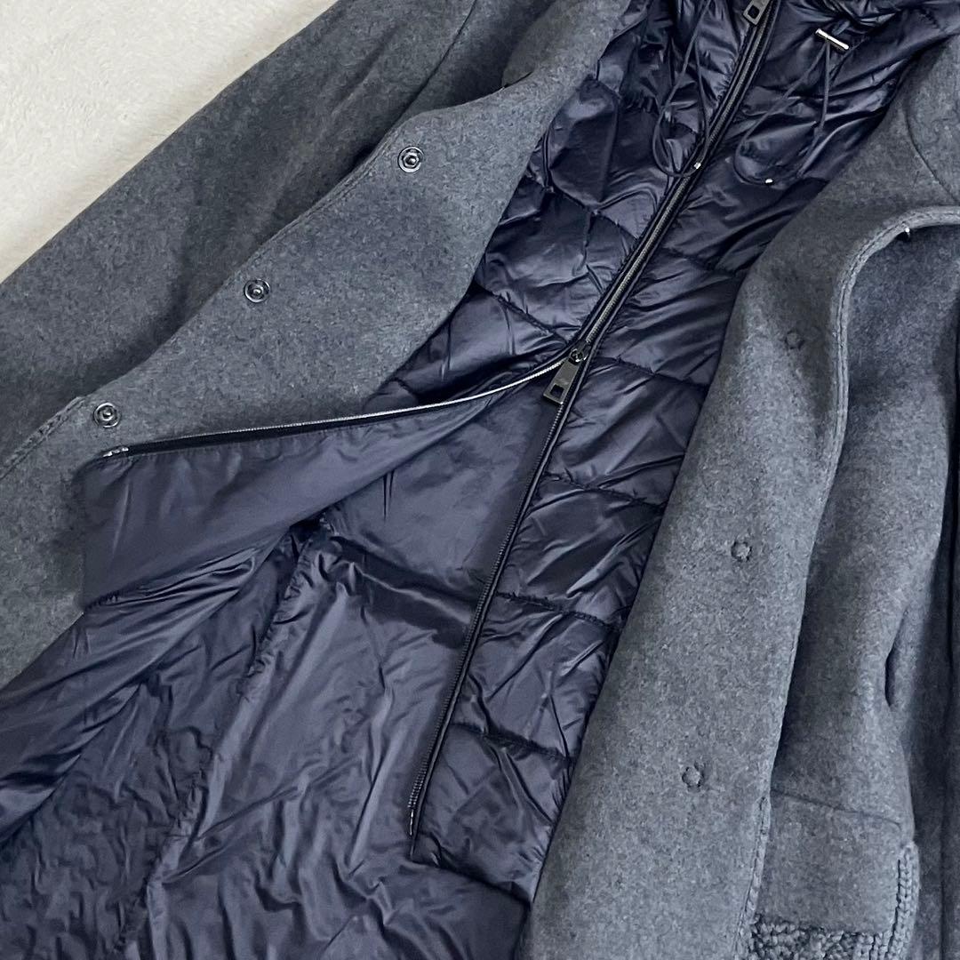 Fay フェイ　TOD'S レイヤードニット切替ウールコート　グレー　イタリア製