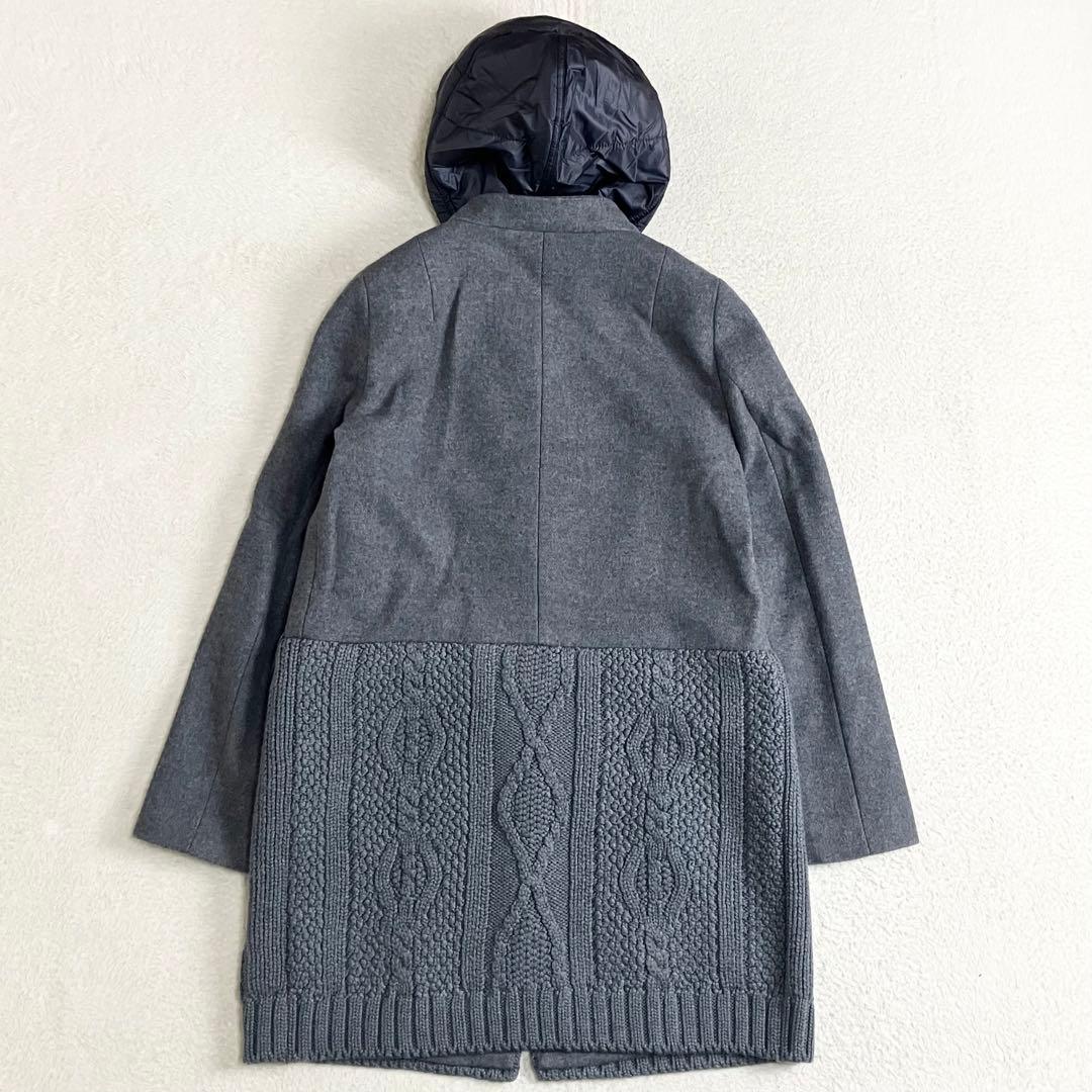 Fay フェイ　TOD'S レイヤードニット切替ウールコート　グレー　イタリア製