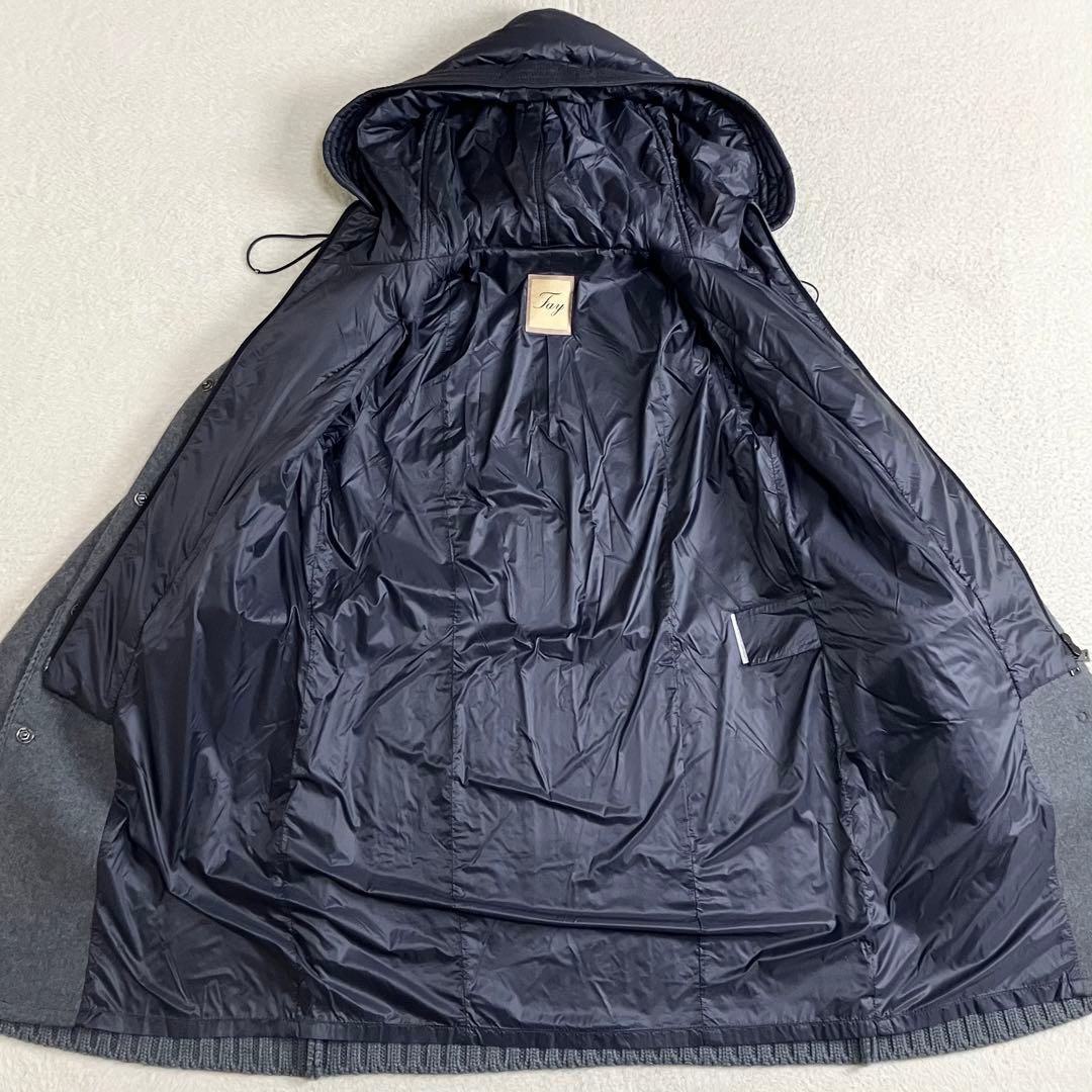 Fay フェイ　TOD'S レイヤードニット切替ウールコート　グレー　イタリア製