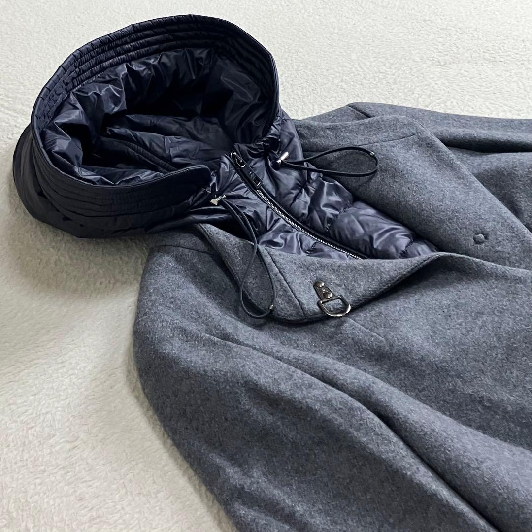 Fay フェイ　TOD'S レイヤードニット切替ウールコート　グレー　イタリア製