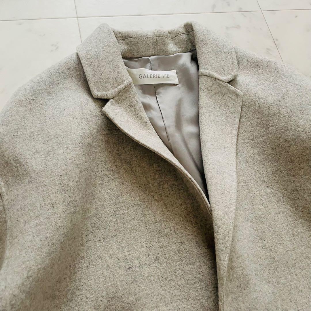 美品✨ギャルリーヴィー ライト メルトン　チェスター コート カシミヤ混 グレー