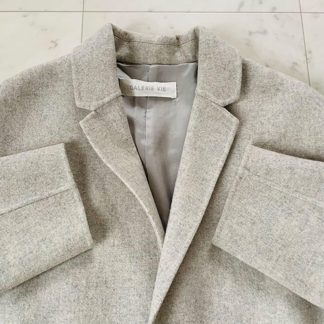 美品✨ギャルリーヴィー ライト メルトン　チェスター コート カシミヤ混 グレー