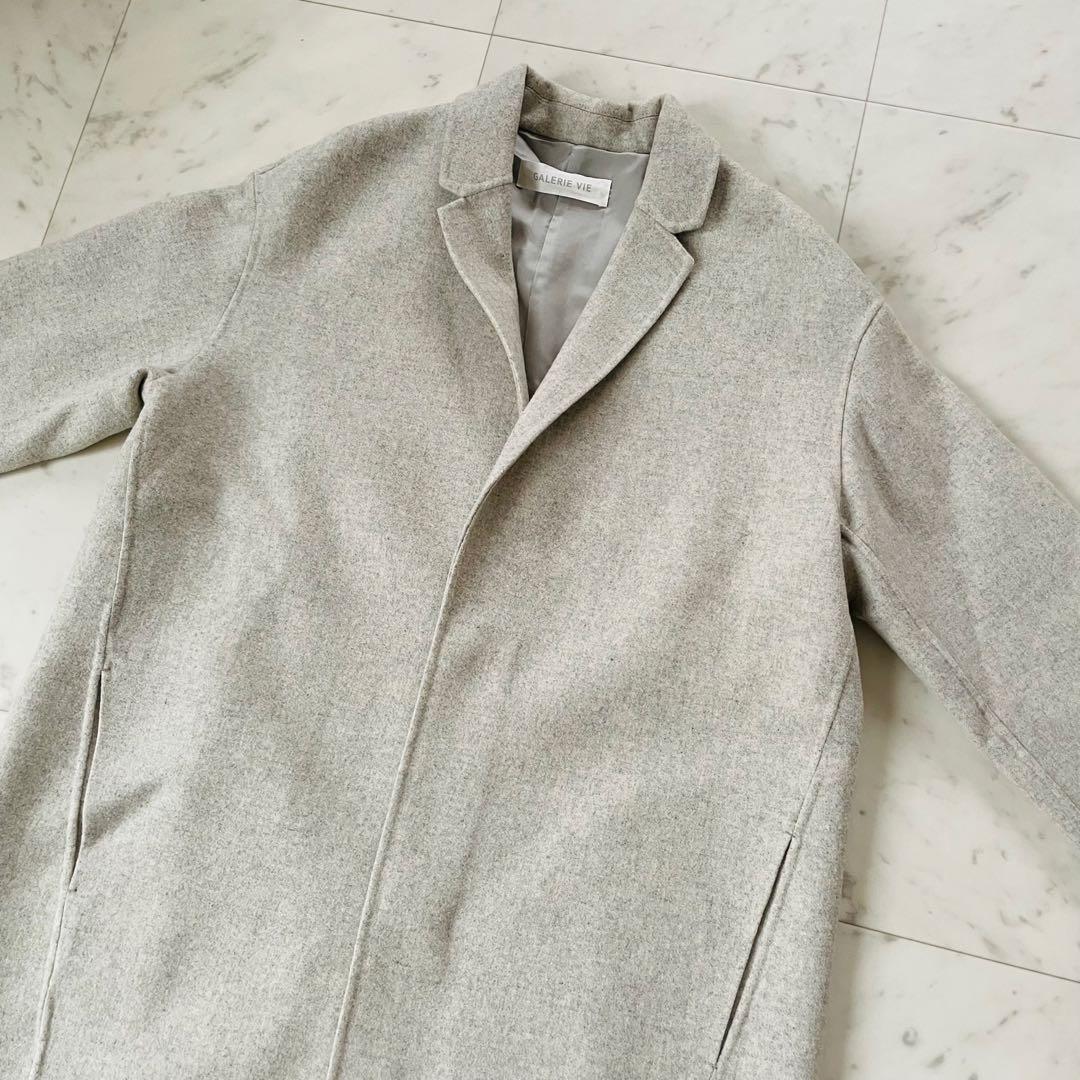 美品✨ギャルリーヴィー ライト メルトン　チェスター コート カシミヤ混 グレー