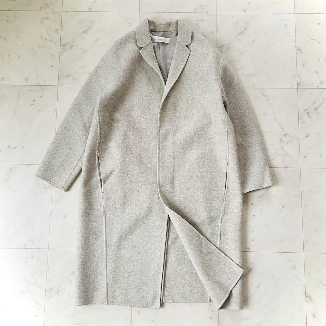 美品✨ギャルリーヴィー ライト メルトン　チェスター コート カシミヤ混 グレー