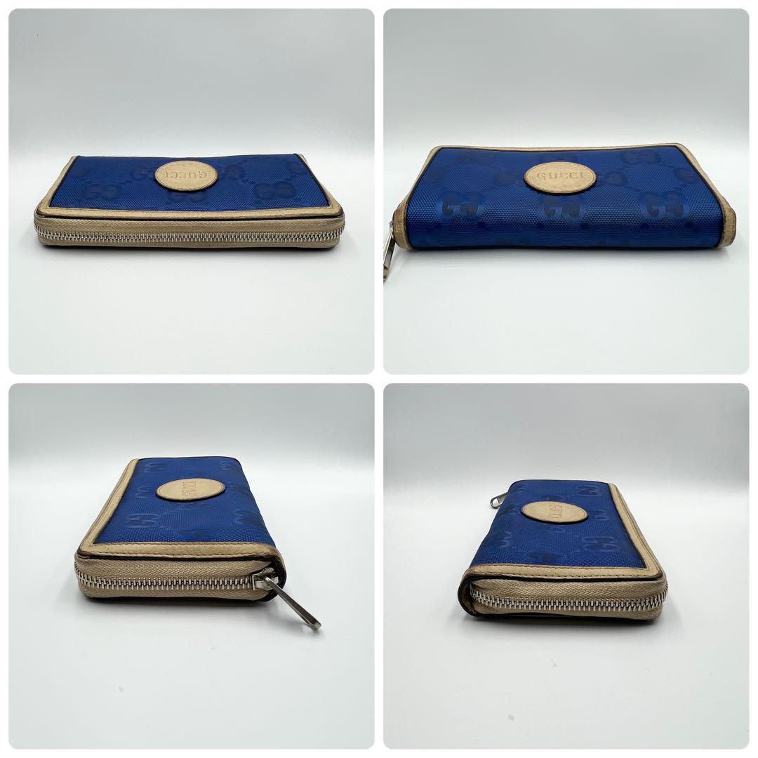 【希少】グッチ オフザグリッド ジップアラウンドウォレット ブルー 長財布