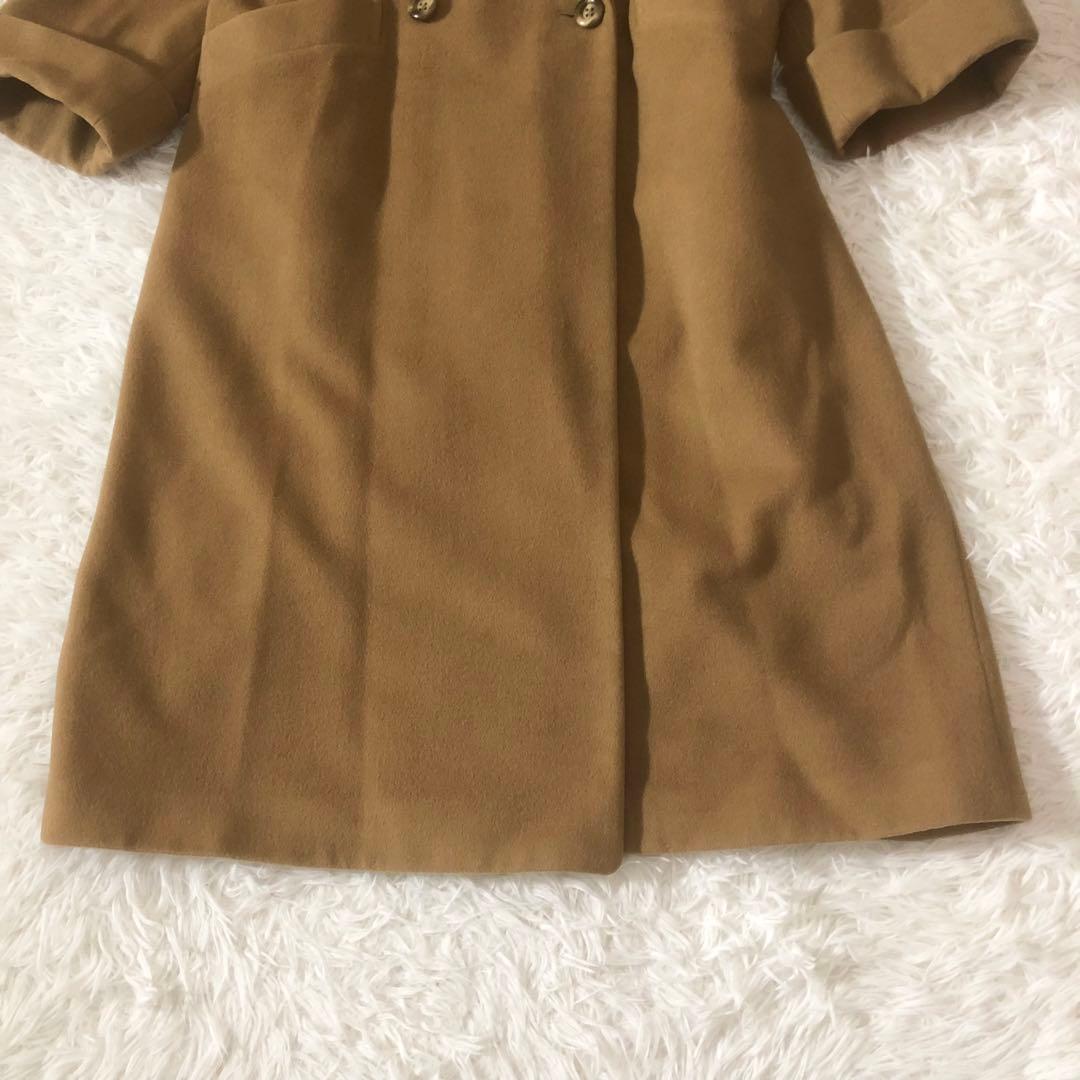 美品 バーバリー ダブルチェスターコート カシミヤ混 ロング 裏地総柄 9AB2